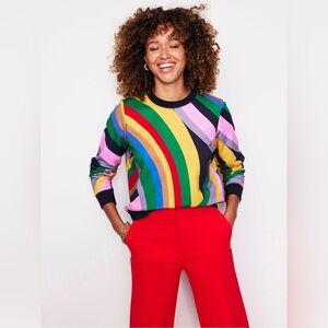 Boden Colorful Rainbow Stripe Sweatshirt
